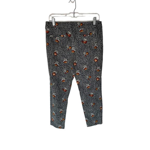 Old Navy Blue White Floral Print Office Work Career Mid-Rise Pixie Pants Size 10 - Picture 8 of 12